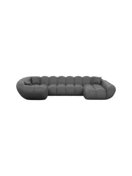 6-Sitzer Design Echtleder Panorama-Sofa „Levante XL“ Echtleder Dark Grey BLOOMINGLOFT Collection