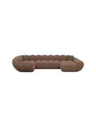 6-Sitzer Design Panorama-Sofa „Levante XL“ mit Strukturstoff-Bezug Strukturstoff Braun BLOOMINGLOFT Collection