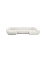 6-Sitzer Design Panorama-Sofa „Levante XL“ mit Strukturstoff-Bezug Strukturstoff Weiss BLOOMINGLOFT Collection