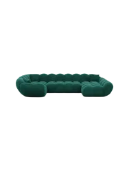 6-Sitzer Design Panorama-Sofa „Levante XL“ mit Samtbezug Samtbezug Grün BLOOMINGLOFT Collection