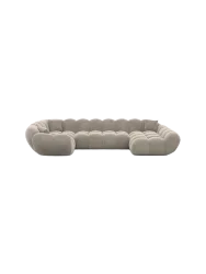 6-Sitzer Design Panorama-Sofa „Levante XL“ mit Samtbezug Samtbezug Beige dunkel BLOOMINGLOFT Collection