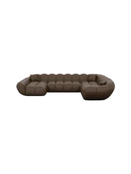 7-Sitzer Design Echtleder Panorama-Sofa „Levante XXL“ Echtleder Dark Brown BLOOMINGLOFT Collection