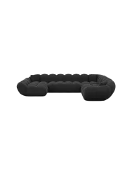 7-Sitzer Design Panorama-Sofa „Levante XXL“ mit Strukturstoff-Bezug Strukturstoff Schwarz BLOOMINGLOFT Collection