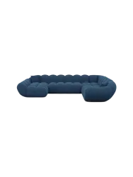 7-Sitzer Design Panorama-Sofa „Levante XXL“ mit Strukturstoff-Bezug Strukturstoff Dunkelblau BLOOMINGLOFT Collection
