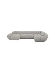 7-Sitzer Design Panorama-Sofa „Levante XXL“ mit Strukturstoff-Bezug Strukturstoff Hellgrau BLOOMINGLOFT Collection