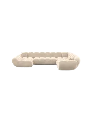 7-Sitzer Design Panorama-Sofa „Levante XXL“ mit Samtbezug Samtbezug Cream BLOOMINGLOFT Collection