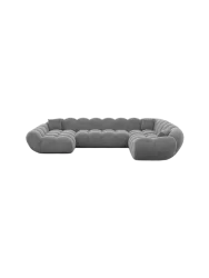 7-Sitzer Design Panorama-Sofa „Levante XXL“ mit Samtbezug Samtbezug Dunkelgrau BLOOMINGLOFT Collection