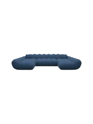 6-Sitzer Design Panorama-Sofa „Levante Studio“ mit Strukturstoff-Bezug Strukturstoff Dunkelblau BLOOMINGLOFT Collection