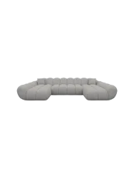 6-Sitzer Design Panorama-Sofa „Levante Studio“ mit Strukturstoff-Bezug Strukturstoff Hellgrau BLOOMINGLOFT Collection