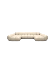 6-Sitzer Design Echtleder Panorama-Sofa „Levante Studio“ Echtleder Beige BLOOMINGLOFT Collection