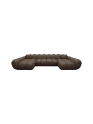 6-Sitzer Design Echtleder Panorama-Sofa „Levante Studio“ Echtleder Dark Brown BLOOMINGLOFT Collection