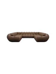 7-Sitzer Design Echtleder Panorama-Sofa „Levante Panorama“ Echtleder Choco Brown BLOOMINGLOFT Collection