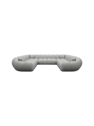 7-Sitzer Design Echtleder Panorama-Sofa „Levante Panorama“ Echtleder Light Grey BLOOMINGLOFT Collection