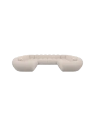 7-Sitzer Design Panorama-Sofa „Levante Panorama“ mit Strukturstoff-Bezug Strukturstoff Beige BLOOMINGLOFT Collection