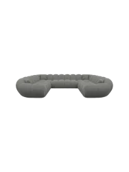 7-Sitzer Design Panorama-Sofa „Levante Panorama“ mit Strukturstoff-Bezug Strukturstoff Grau BLOOMINGLOFT Collection