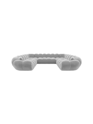 7-Sitzer Design Panorama-Sofa „Levante Panorama“ mit Samtbezug Samtbezug Hellgrau BLOOMINGLOFT Collection