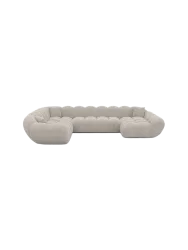 7-Sitzer Design Panorama-Sofa „Levante XXL“ mit Bouclé-Bezug Bouclé Toffee BLOOMINGLOFT Collection