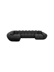 7-Sitzer Design Echtleder Panorama-Sofa „Levante XXL“ Echtleder Schwarz BLOOMINGLOFT Collection