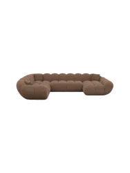 7-Sitzer Design Panorama-Sofa „Levante XXL“ mit Strukturstoff-Bezug Strukturstoff Braun BLOOMINGLOFT Collection