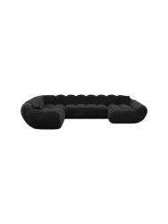 7-Sitzer Design Panorama-Sofa „Levante XXL“ mit Samtbezug Samtbezug Schwarz BLOOMINGLOFT Collection