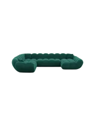 7-Sitzer Design Panorama-Sofa „Levante XXL“ mit Samtbezug Samtbezug Grün BLOOMINGLOFT Collection