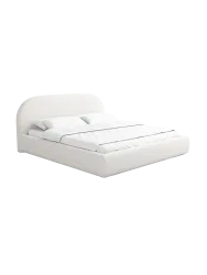 Design Polsterbett „Lamina“ mit Ablagefach, Webstoff Weiss Strukturstoff Weiss BLOOMINGLOFT Collection
