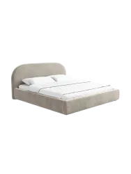 Design Polsterbett „Lamina“ mit Ablagefach, Samt Beige dunkel BLOOMINGLOFT Collection