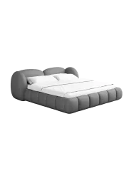 Design Polsterbett „Looma“ mit Ablagefach, Kunstleder Grau BLOOMINGLOFT Collection