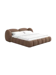 Design Polsterbett „Looma“ mit Ablagefach, Webstoff Braun Strukturstoff Braun BLOOMINGLOFT Collection
