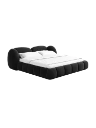 Design Polsterbett „Looma“ mit Ablagefach, Samt Schwarz BLOOMINGLOFT Collection