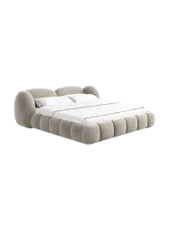 Design Polsterbett „Looma“ mit Ablagefach, Samt Beige dunkel BLOOMINGLOFT Collection