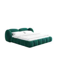 Design Polsterbett „Looma“ mit Ablagefach, Samt Grün BLOOMINGLOFT Collection
