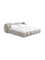 Design Polsterbett „Looma“ mit Ablagefach, Samt Sand BLOOMINGLOFT Collection