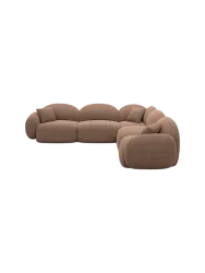 5-Sitzer Design Ecksofa „Luna“ mit Strukturstoff-Bezug Strukturstoff Braun BLOOMINGLOFT Collection