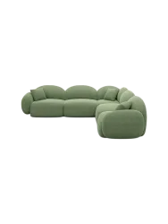 5-Sitzer Design Ecksofa „Luna“ mit Strukturstoff-Bezug Strukturstoff Grün BLOOMINGLOFT Collection