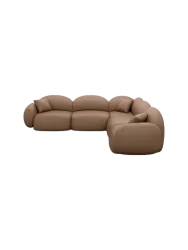 5-Sitzer Design Echtleder Ecksofa „Luna“ Echtleder Choco Brown BLOOMINGLOFT Collection
