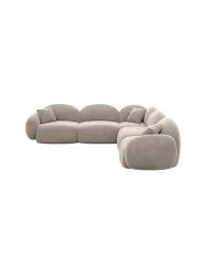 5-Sitzer Design Ecksofa „Luna“ mit Samtbezug Samtbezug Beige dunkel BLOOMINGLOFT Collection