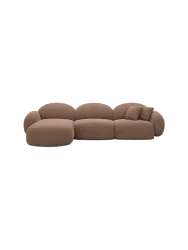 4-Sitzer Design Ecksofa „Luna“ mit Strukturstoff-Bezug Strukturstoff Braun BLOOMINGLOFT Collection