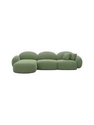 4-Sitzer Design Ecksofa „Luna“ mit Strukturstoff-Bezug Strukturstoff Grün BLOOMINGLOFT Collection