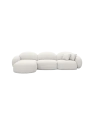 4-Sitzer Design Ecksofa „Luna“ mit Strukturstoff-Bezug Strukturstoff Weiss BLOOMINGLOFT Collection