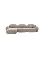 4-Sitzer Design Ecksofa „Luna“ mit Samtbezug Samtbezug Beige dunkel BLOOMINGLOFT Collection