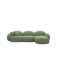 4-Sitzer Design Ecksofa „Luna“ mit Strukturstoff-Bezug Strukturstoff Grün BLOOMINGLOFT Collection