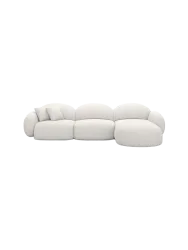 4-Sitzer Design Ecksofa „Luna“ mit Strukturstoff-Bezug Strukturstoff Weiss BLOOMINGLOFT Collection
