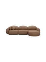4-Sitzer Design Echtleder Ecksofa „Luna“ Echtleder Choco Brown BLOOMINGLOFT Collection