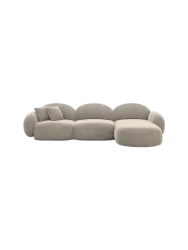 4-Sitzer Design Ecksofa „Luna“ mit Samtbezug Samtbezug Beige dunkel BLOOMINGLOFT Collection