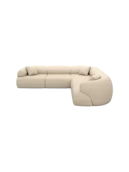 5-Sitzer Design Echtleder Ecksofa „Polina“ Echtleder Beige BLOOMINGLOFT Collection