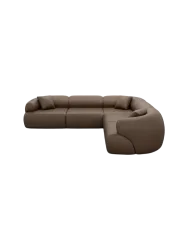 5-Sitzer Design Echtleder Ecksofa „Polina“ Echtleder Dark Brown BLOOMINGLOFT Collection