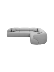 5-Sitzer Design Echtleder Ecksofa „Polina“ Echtleder Light Grey BLOOMINGLOFT Collection