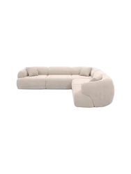 5-Sitzer Design Ecksofa „Polina“ mit Strukturstoff-Bezug Strukturstoff Beige BLOOMINGLOFT Collection