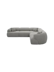 5-Sitzer Design Ecksofa „Polina“ mit Strukturstoff-Bezug Strukturstoff Grau BLOOMINGLOFT Collection